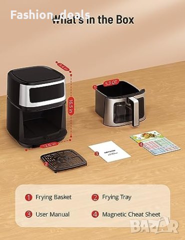 Нов Въздушен фритюрник Symdral 5L здравословно готвене Air Fryer кухня дом, снимка 8 - Фритюрници - 42521759