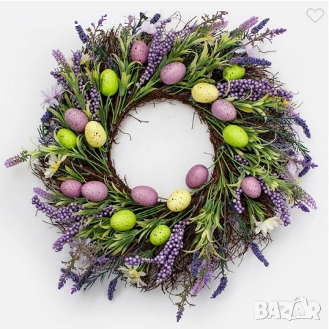 Декоративен великденски венец Mercado Trade, Яйца и лавандула, снимка 2 - Декорация за дома - 53774338