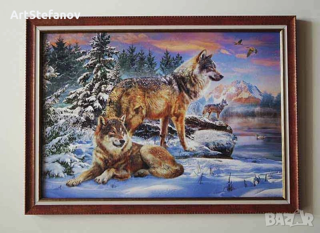 Зимен пейзаж с вълци, картина