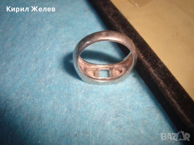 СТАР СРЕБЪРЕН ПРЪСТЕН АНГЛИЯ ОКСИДИРАНО СРЕБРО 925 с ШЛИФОВАН ЛУНЕН КАМЪК БИЖУ - РЪЧНА РАБОТА 25675, снимка 8 - Антикварни и старинни предмети - 35748013