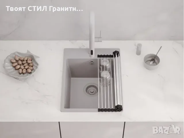 Сива Кухненска Мивка от гранит модел Рига Easy 380 x 440 mm, снимка 7 - Други - 40870152
