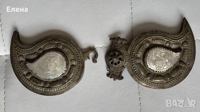 Автентични чукани, сребърни пафти със седеф. Пафта за носия, снимка 7 - Антикварни и старинни предмети - 41852123