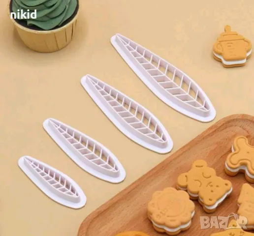 4 размера Издължено листо листа овес жито пшеница пластмасови форми форма резец резци