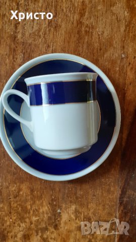 сервиз за кафе Чешки порцелан антикварен от завода LEANDER от 1907 година, фин бежов порцелан, снимка 8 - Сервизи - 34718433