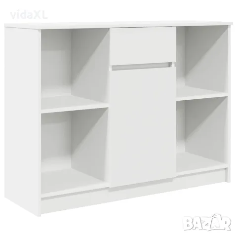 vidaXL Бюфет с чекмеджета, бял, 101x35x76 см, инженерно дърво