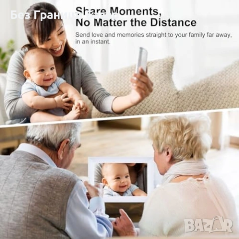 Нова WiFi фото рамка 10.1" Frameo HD IPS тъчскрийн 32GB стенен монтаж, снимка 3 - Друга електроника - 53843292