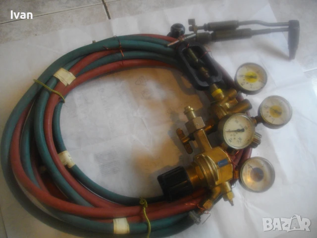 ОКСИЖЕН НЕМСКИ РЕЗАК 50см HORNUNG МАРКУЧИ 2Х5 м РЕДУЦИР ВЕНТИЛИ КИСЛОРОД АЦЕТИЛЕН ОРИГИНАЛНИ МАРКОВИ