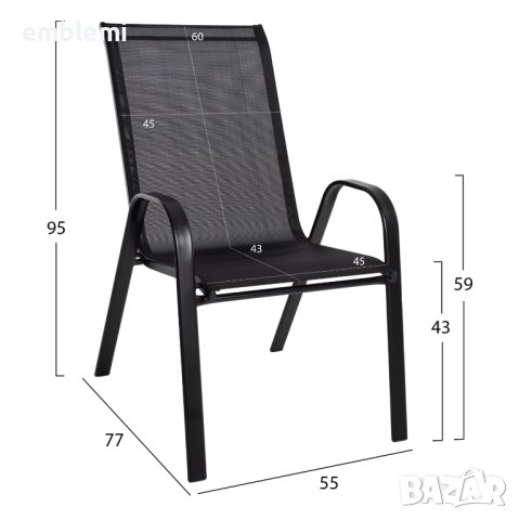 Стол градински LEON Черен, снимка 2 - Столове - 44277323
