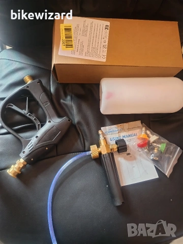 Пистолет за пяна за водоструйка, 1 литър, регулируем накрайник за пяна, 1/4 инча+5 накрайника , снимка 6 - Парочистачки и Водоструйки - 53434868