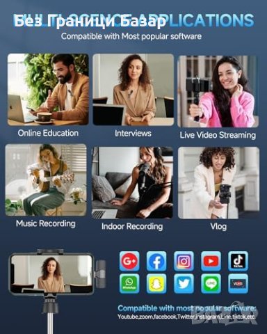 Нови Двойка Омнидирекционални Микрофони, Android USB-C за влог видео, снимка 8 - Друга електроника - 44160001