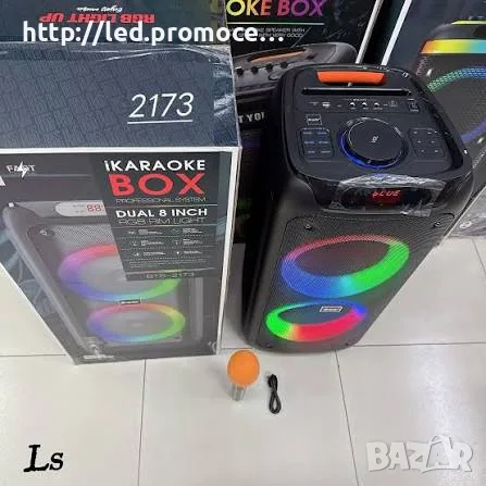 Професионална система Brodu BTS-2173 8X2" IKARAOKE BOX – Bluetooth високоговорител с безжичен микроф