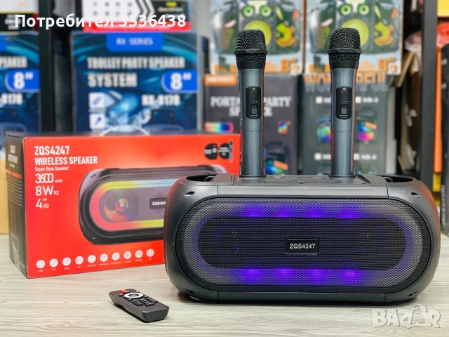 Преносима тонколона, Borderline, Два микрофона, Bluetooth, ZQS4247, Черна