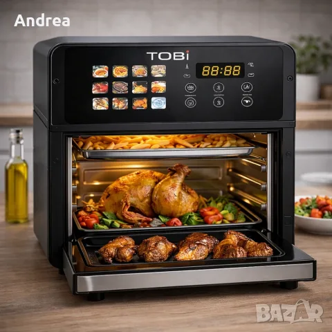 Мултифункционален Фритюрник с Горещ Въздух TOBI 16L, снимка 2 - Печки, фурни - 55994940