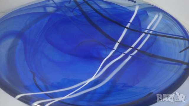 Kosta Boda Contrast Blue Dish 356 mm чиния на Коста Бода, снимка 17 - Декорация за дома - 51836761