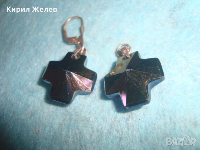 СТАРИ СРЕБЪРНИ ОБЕЦИ СРЕБРО 925 и ЦВЕТЕН СКЪПОЦЕНЕН КРИСТАЛ Подходящи и за МЕДАЛЬОНЧЕТА 25105, снимка 11 - Обеци - 35782138