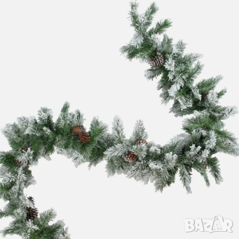 Коледен гирлянд със заснежени клонки и шишарки-270 см., снимка 4 - Декорация за дома - 52243337