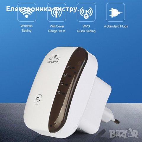 Усилвател за безжичен интернет, WiFi Repeater, 300Mbps, Бял, снимка 2 - Ресийвъри, усилватели, смесителни пултове - 42377854