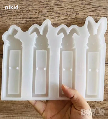 Заек държач поставка органайзер силиконов молд с отвор за предмет силиконов молд форма смола гипс, снимка 3 - Форми - 49885902
