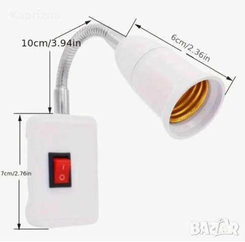 Гъвкава фасунга E27 от неръждаема стомана, мобилен тестов адаптер, щепсел, ключ, снимка 4 - Настолни лампи - 42699736