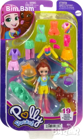 Кукла Polly Pocket с кученце и аксесоари - 19 части / Mattel