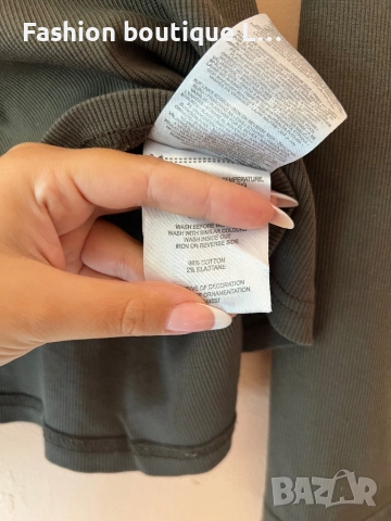 Маслено зелена блуза с дълъг ръкав 98% памук 2% еластант с бял кант около врата S размер овърсайз , снимка 5 - Блузи с дълъг ръкав и пуловери - 52052281