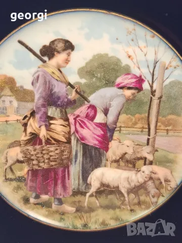 декоративна порцеланова чиния кобалт с позлата  Limoges 8/1, снимка 2 - Декорация за дома - 49913648