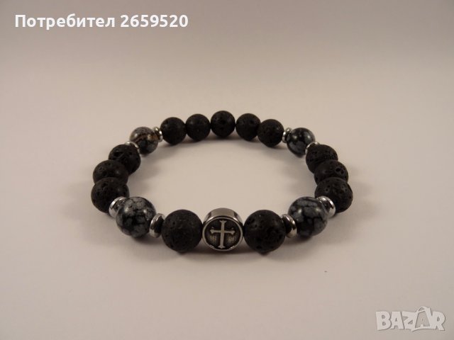 Водоустойчива мъжка гривна от естествени камъни