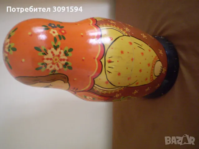 Стара красива голяма Руска кукла държач за бутилки 35 см височина, снимка 3 - Антикварни и старинни предмети - 49388235