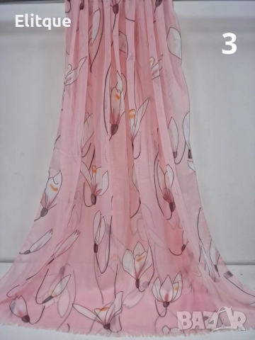 Дамски шал с флорални шарки 1.80х0.90см, снимка 4 - Шалове - 52895210