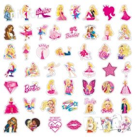 50 бр Барби Barbie  самозалепващи лепенки стикери за украса декор картонена торта ръчна изработка, снимка 4 - Други - 44376211