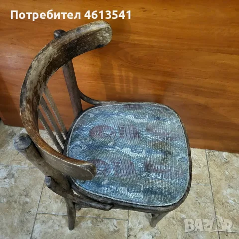 АНТИКА! Перфектен ретро стол ОРИГИНАЛЕН ЕТИКЕТ-ДИП Никос Белоянис Троян, снимка 5 - Антикварни и старинни предмети - 55788535