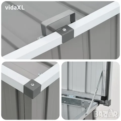 vidaXL Градински сандък за съхранение, сив, 150x101x91 см, снимка 6 - Ракли - 56147657