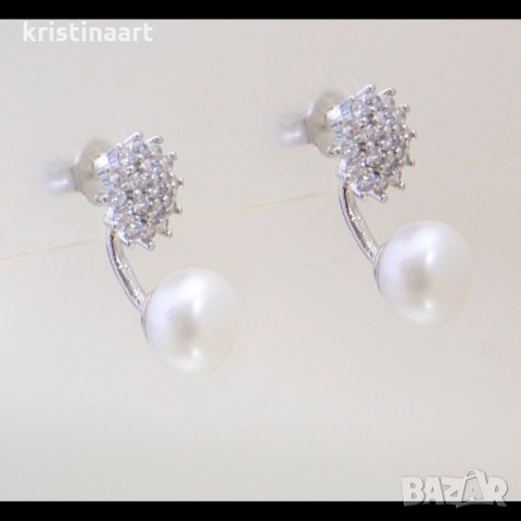 Обеци с естествена бяла перла 