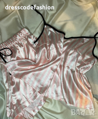 Луксозна сатенена пижама в розов, снимка 3 - Нощници - 44829263