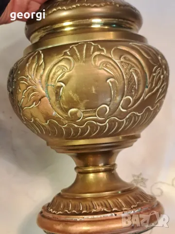 Стара месингова газена лампа  7/2, снимка 5 - Антикварни и старинни предмети - 49778904