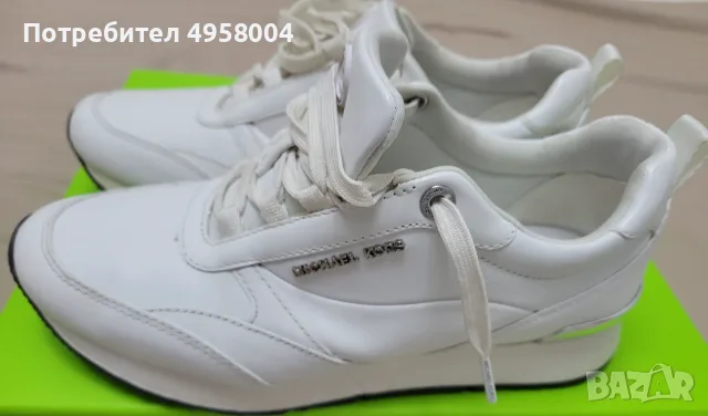 Дамски кожени маратонки Michael Kors Allie Stride, бели, US 6.5, снимка 2 - Маратонки - 56207461