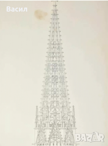 графика чертеж на катедрала, снимка 7 - Картини - 36287065