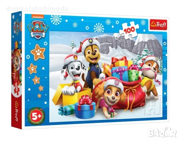 Коледен пъзел Paw Patrol. 100 части, 41х27,5 см, снимка 1 - Игри и пъзели - 48003025