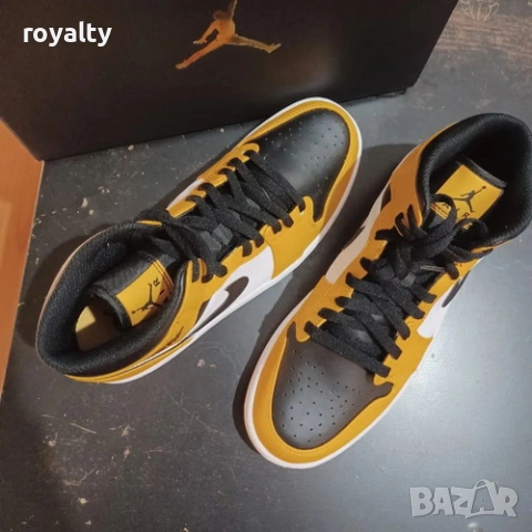 Nike Air Jordan 1 Mid Yellow Ochre Нови Оригинални Мъжки Кецове , снимка 3 - Маратонки - 53812646