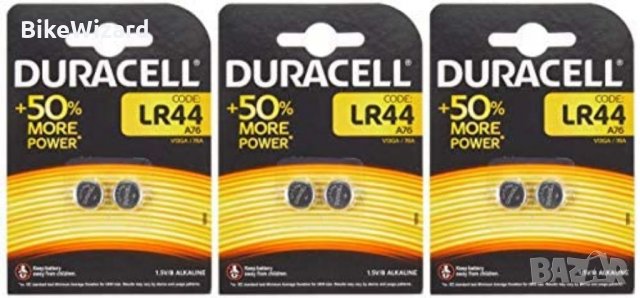 Duracell Плоска батерия LR44, 1.5V, 150mAh, алкална, 6 броя комплект