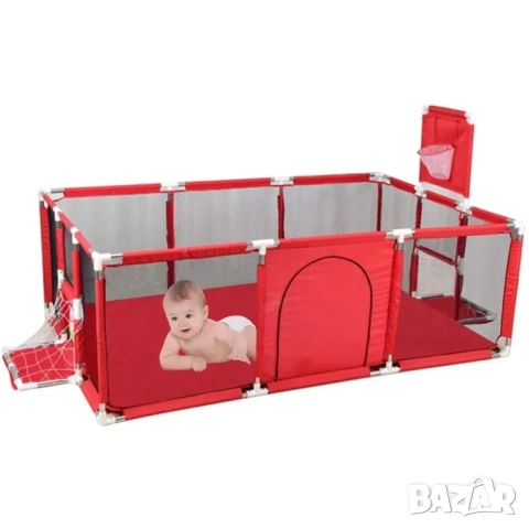 Голяма детска кошара за игра с футболен и баскетболен кош, преграда, снимка 2 - Кошарки - 52034285