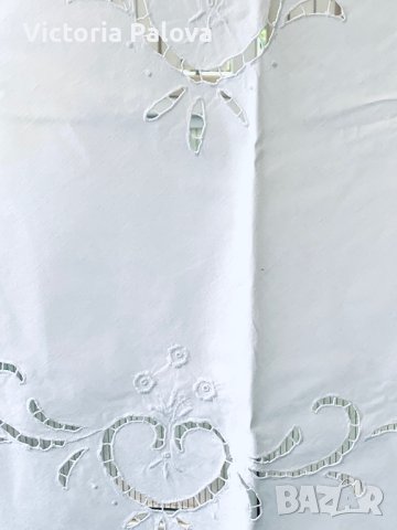 Красива кръгла бяла покривка памук, снимка 3 - Покривки за маси - 41711597