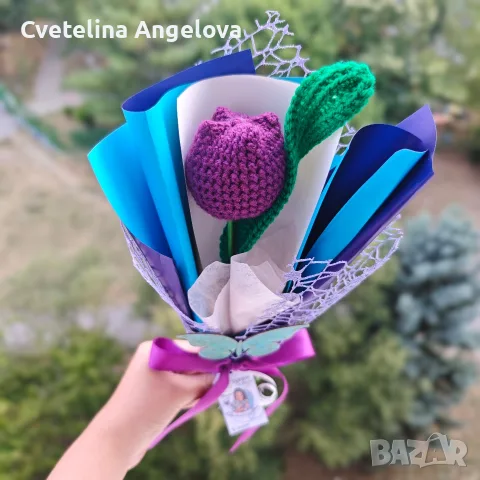 Вечни букети от плетени лалета , снимка 13 - Изкуствени цветя - 55871513