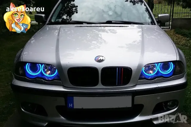 Ангелски очи многоцветни RGB LED Фарове Angel Eyes DRL за кола 2x131 и 2x146 mm за BMW, снимка 6 - Аксесоари и консумативи - 48039732