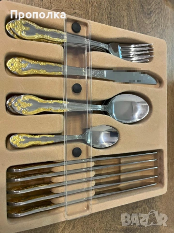  К-т прибори барокови орнаменти за шест души, неупотребявани -24бр., снимка 6 - Прибори за хранене, готвене и сервиране - 53631442