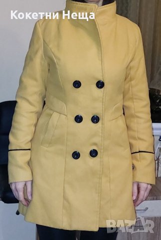 Жълто палто размер Л , снимка 4 - Якета - 44310915