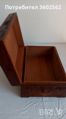 ръчно резбована дървена кутия-цвят махагон, снимка 7 - Други - 51744174