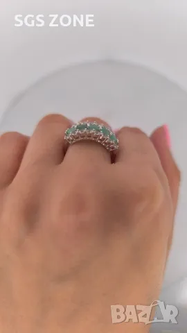 Пръстен със Сапфир, Рубин, Изумруд с Прозрачен Топаз, снимка 8 - Пръстени - 50254367