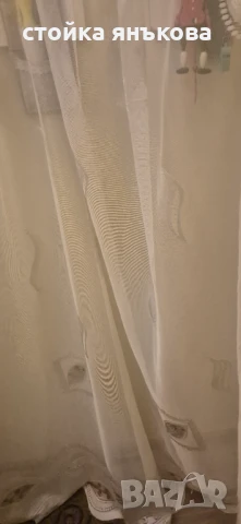 Продавам перде бяло с кафяви орнаменти готово за закачане. , снимка 4 - Пердета и завеси - 51217766