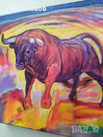 ''Бик- решителност, стабилност, сила'' / картина, оригинал /, снимка 4 - Картини - 53749788